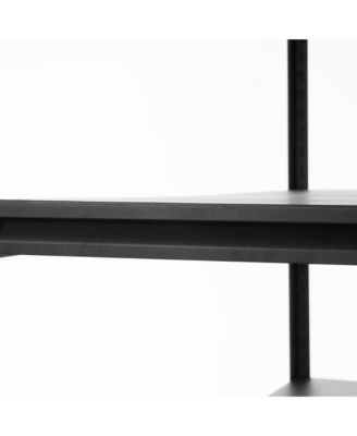 Monica Wood and Metal Walk in Closet Five Shelves Rustic Gray Powder Coated Metal Frame Extra Deep Storage