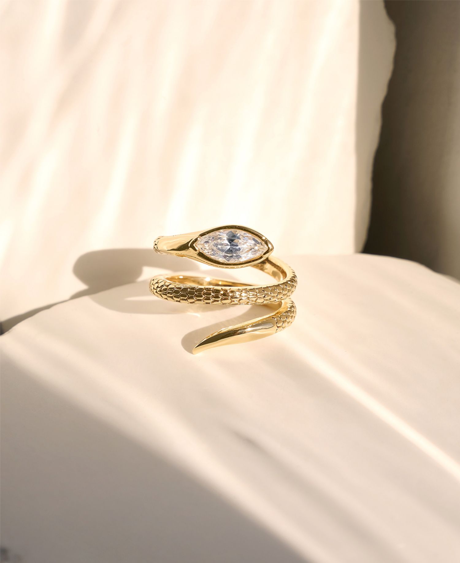 Marquise Crystal Coiled Ring