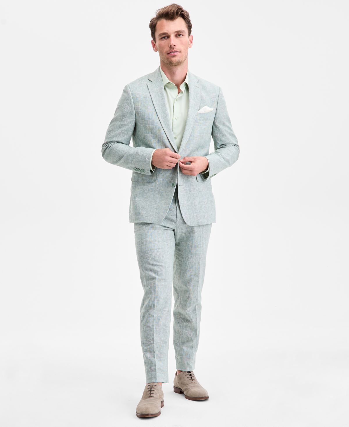 Мужской приталенный льняной костюм с отделкой, эксклюзивно в Macy's