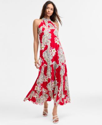 MSK - Women's Paisley Floral-Print Tiered Maxi Dress