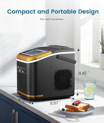26.5lbs Countertop Ice Maker, 9 Cubes in 6 Mins, Self-Clean, 2 Sizes, Basket/Scoop