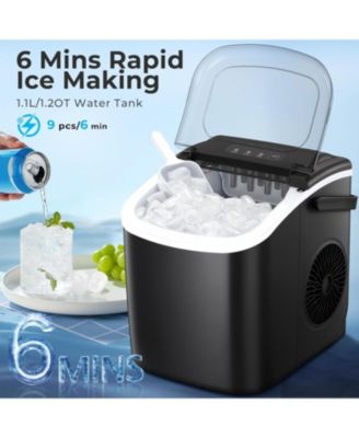26.5lbs Ice Maker Portable Countertop, 9 Bullet Cubes in 6 Mins, Self-Cleaning