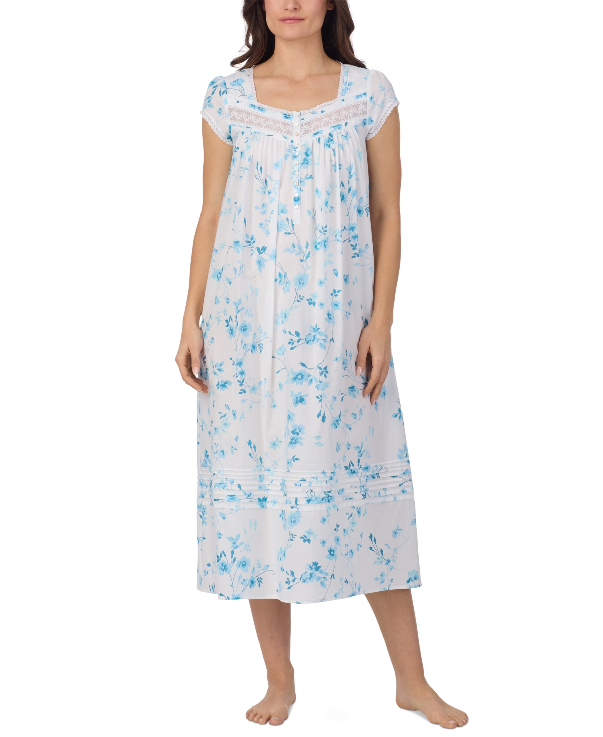 Women's Cotton Cap-Sleeve Ballet Nightgown - Aquaflwh