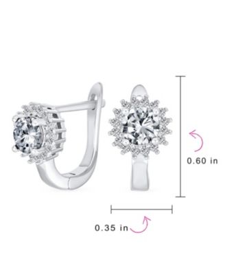 Classic Small CZ Cubic Zirconia Circle Halo Round Solitaire Stud Huggie Earrings .925 Sterling Silver
