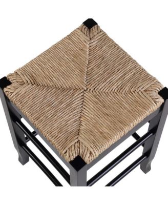 Counter Stool with Frame and Handwoven Rush Seat for Rustic and Comfortable Seating