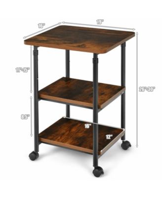 3-tier Adjustable Printer Stand with 360° Swivel Casters