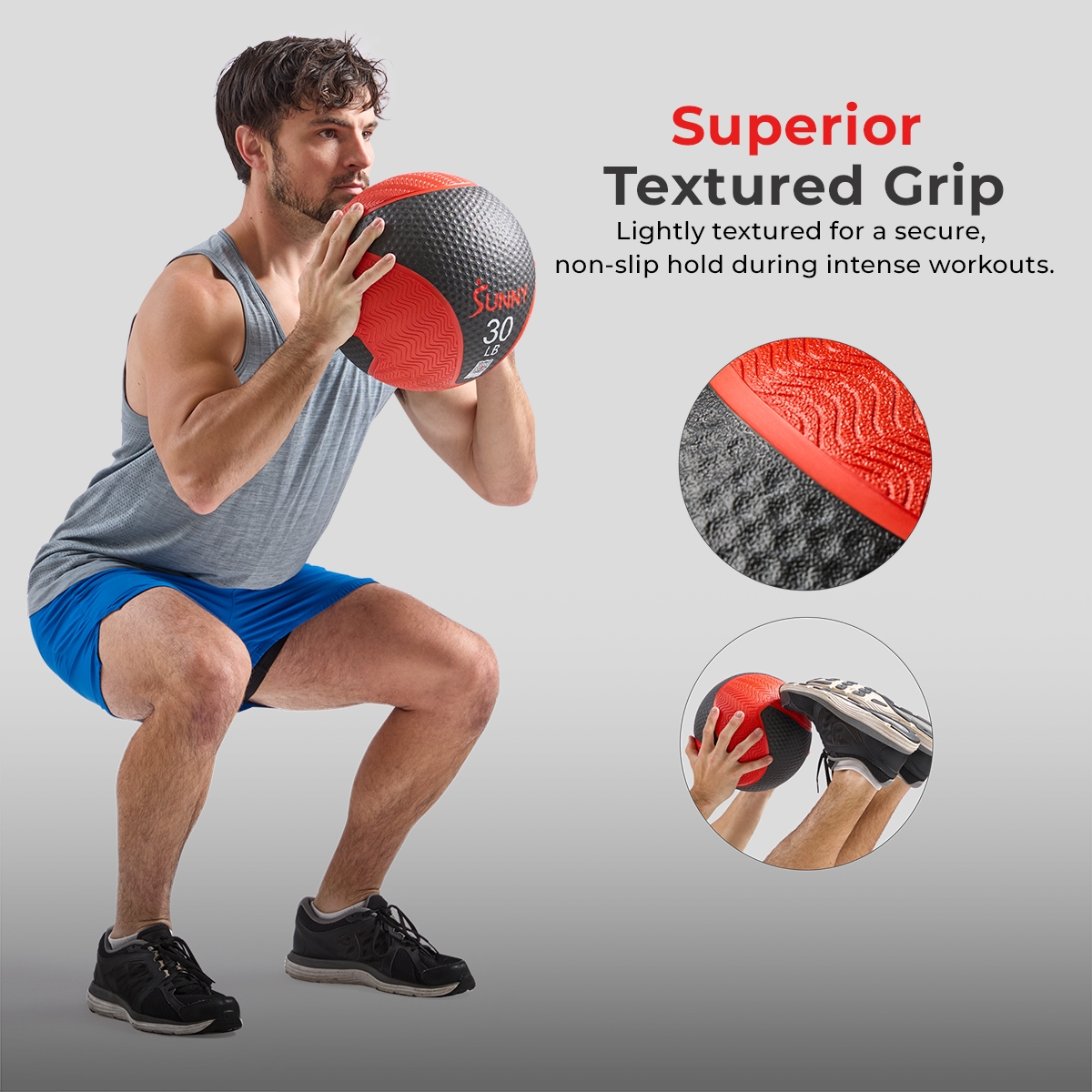 Sunny Health & Fitness Medicine Ball 12LBS, Non-slip Grip