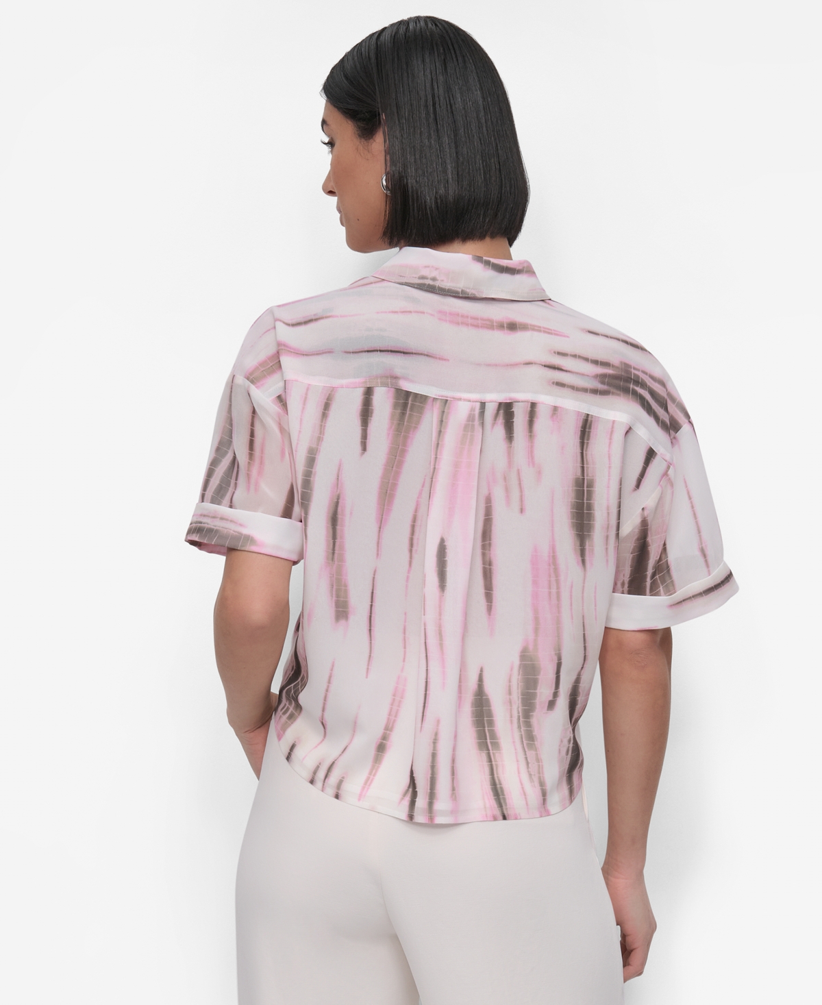 Dkny Women's Printed Chiffon Boxy-fit Top In Multi