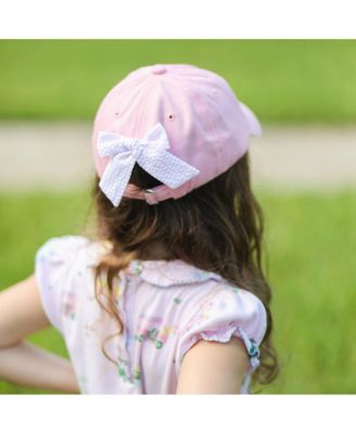 Girls Rainbow Golf Cart Bow Baseball Hat in Pink