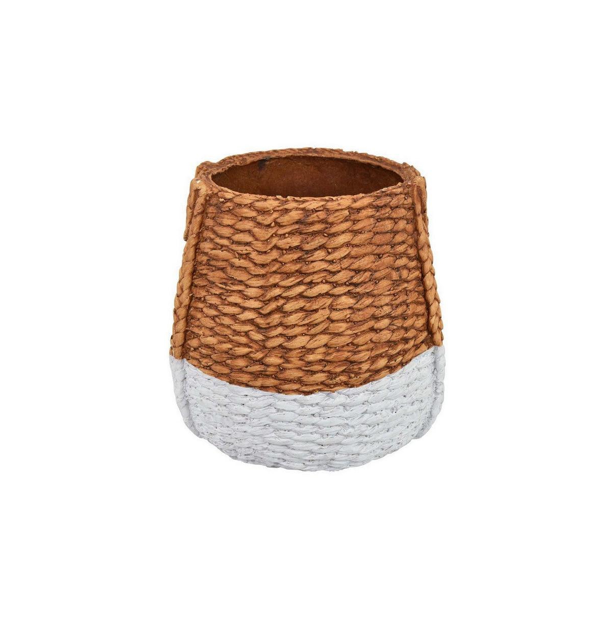 Rope Woven Design Planter for Stylish Indoor & Outdoor Decor - White, Brown