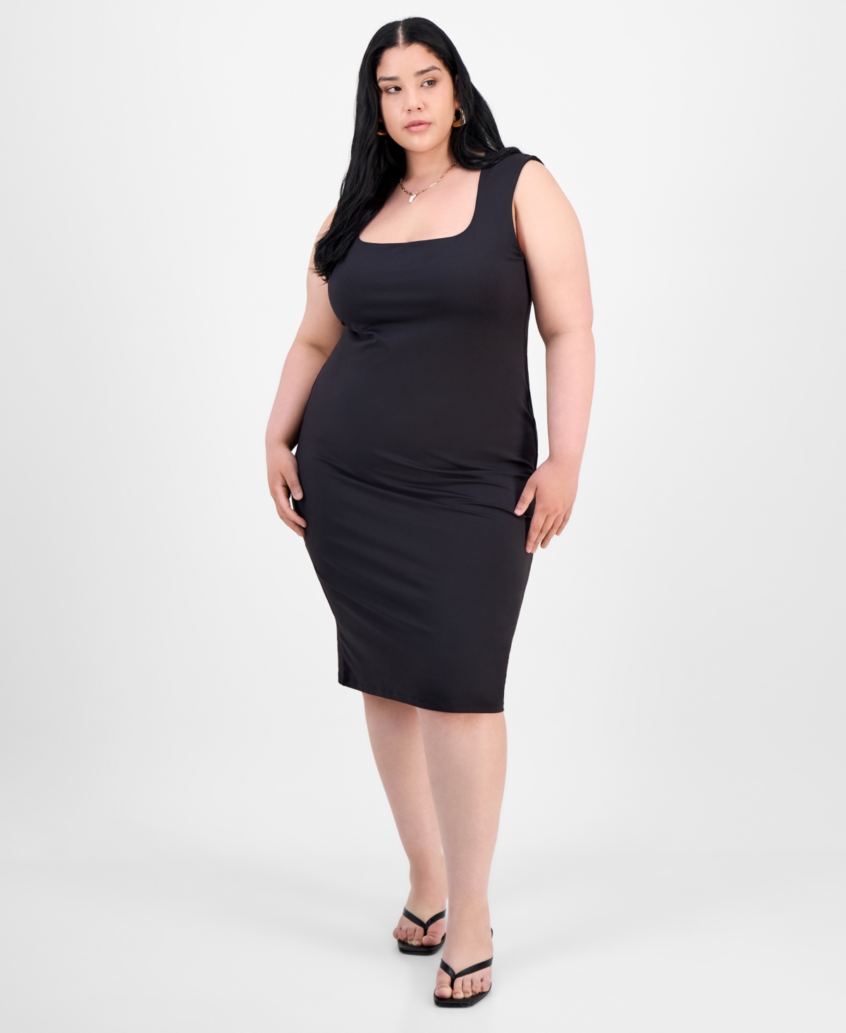 Trendy Plus Size Tank Dress, Exclusively at Macy's - Black