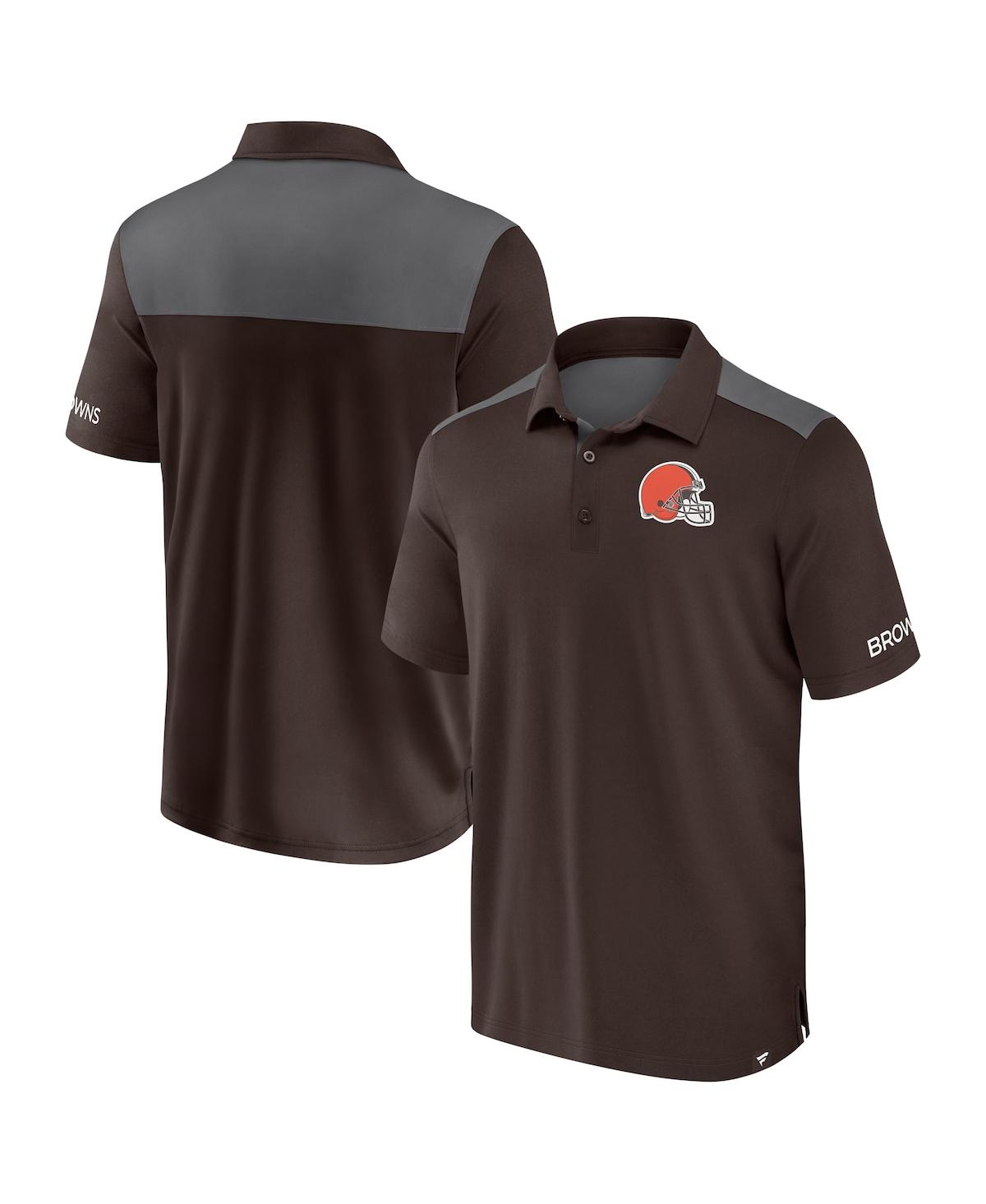 Fanatics Men's Brown/gray Cleveland Browns Color Block Polo Shirt In Brown,gray