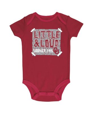 Baby Boys and Girls Crimson/Gray/White Oklahoma Sooners Bodysuit, Set of 3