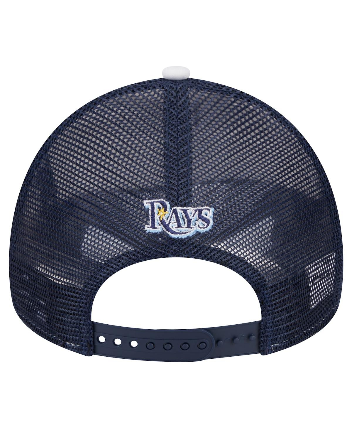 New Era Men's White/navy Tampa Bay Rays Spring Training Circle Foam A-frame 9forty Trucker Adjustable Hat In Navy