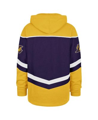 Men's Purple Los Angeles Lakers Oversized Tri-Satin Layup Lacer Pullover Hoodie