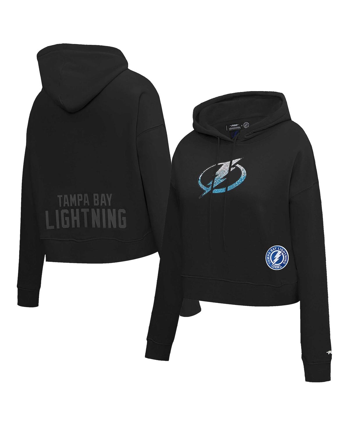 Women's Black Tampa Bay Lightning Jewels Cropped Pullover Hoodie - Black