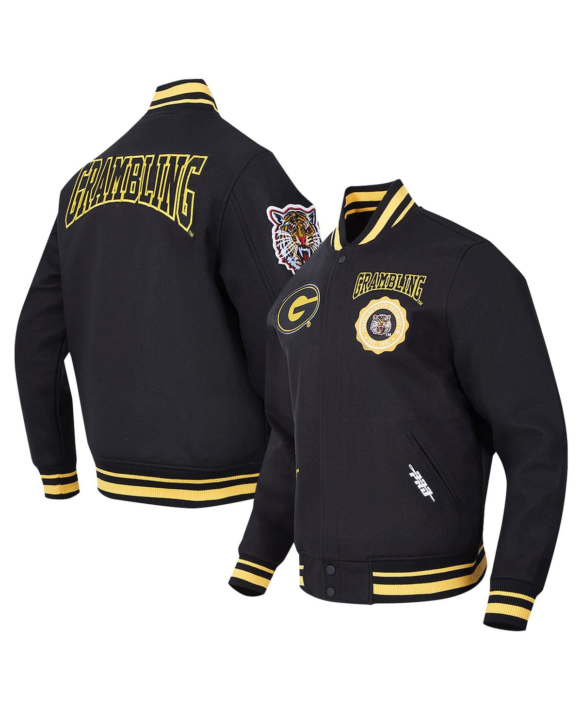 Men's Black Grambling Tigers Crest Wool Full-Zip Jacket - Black