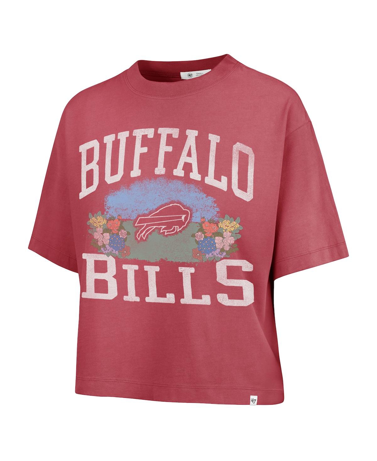 47 BRAND WOMEN'S LIGHT RED BUFFALO BILLS FLORENTINA MONTAUK CROPPED T-SHIRT 