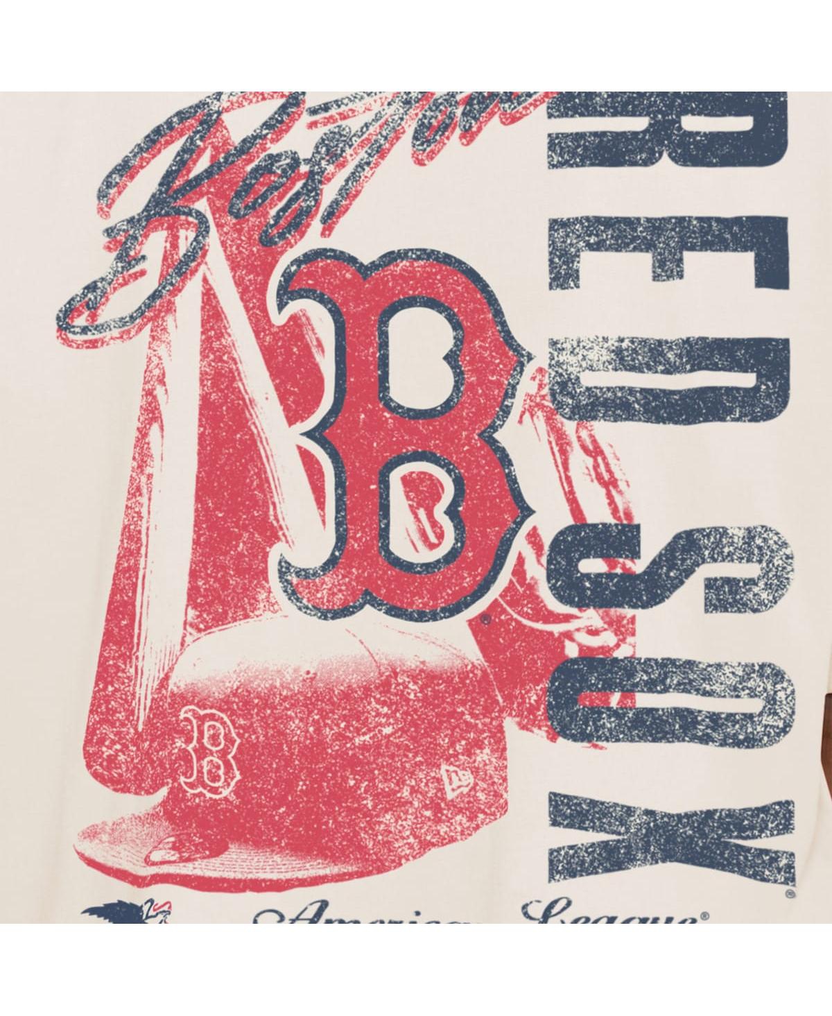 New Era Men's Cream Boston Red Sox Cooperstown Collection Oversized Throwback Distressed T-shirt In Cream