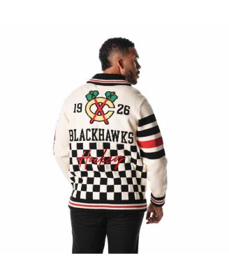 Men's and Women's Cream Chicago Blackhawks Jacquard Full-Zip Sweater