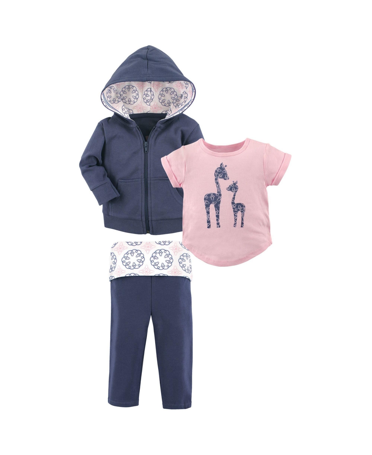 Yoga Sprout Baby and Toddler Girl Cotton Hoodie, Bodysuit or Tee Top, and Pant, Scroll Toddler, 5 Toddler - Whimsical giraffe toddler