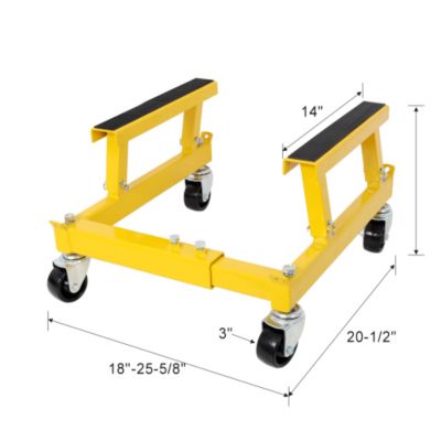ATV Motorcycle Engine Cradle Dolly 1500lbs Capacity Adjustable Width Height Yellow