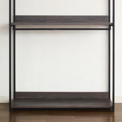 Monica 47inch Farmhouse Wood Walk in Closet Organizer with Shelf Rustic Gray Powder Coated Metal Frame