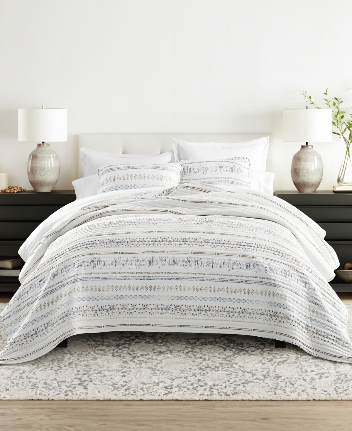 Ienjoy Home Relic Stripe Reversible 3-pc. Quilt Set, King/california King