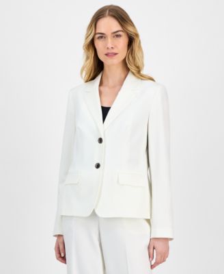 Women's Crepe Two-Button Jacket & Pull-On Pantsuit Set, Regular & Petite