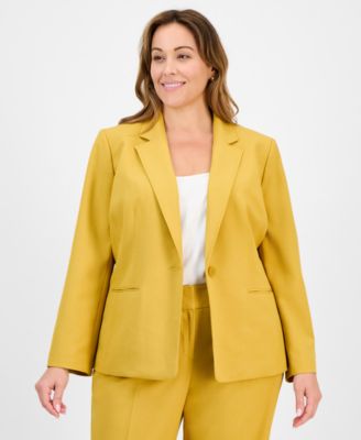 Plus Size Crepe One-Button Straight-Leg Pantsuit Set