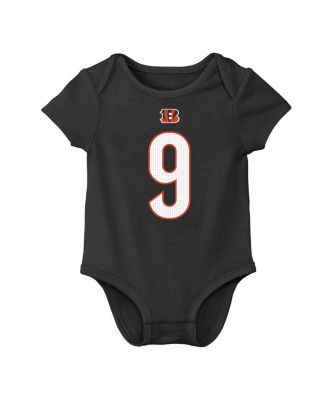 Baby Boys and Girls Joe Burrow Black Cincinnati Bengals Player Name Number Bodysuit