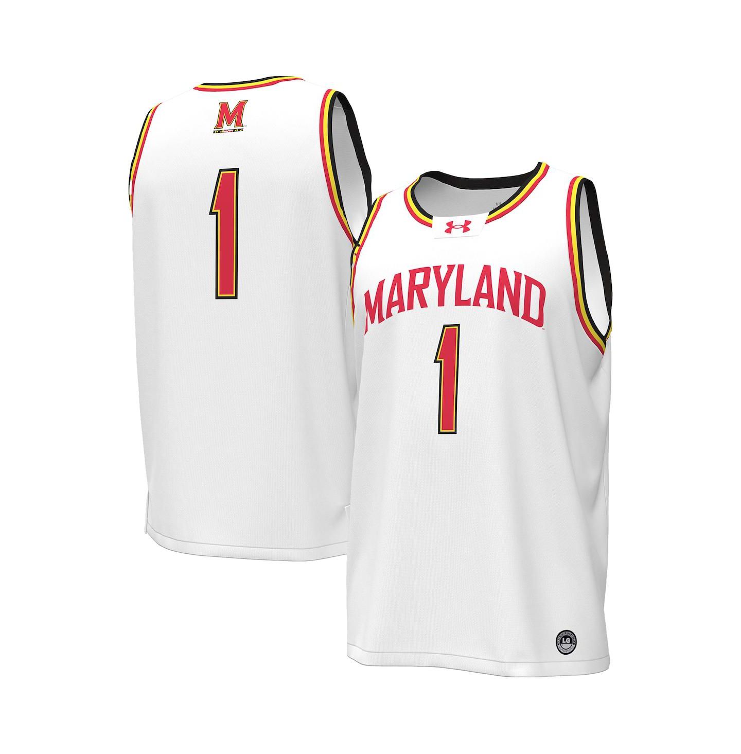 Мужской топ Under Armour 1 White Maryland Terrapins Replica Basketball Jersey — фото 1