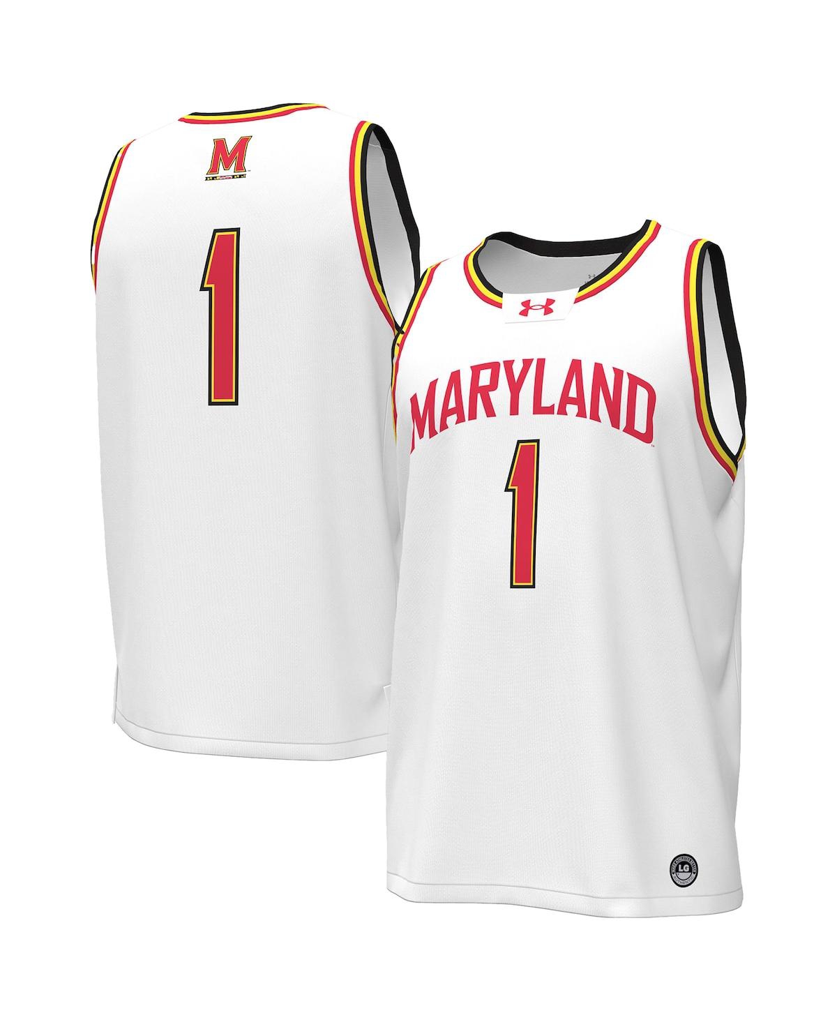 Men's 1 White Maryland Terrapins Replica Basketball Jersey - White