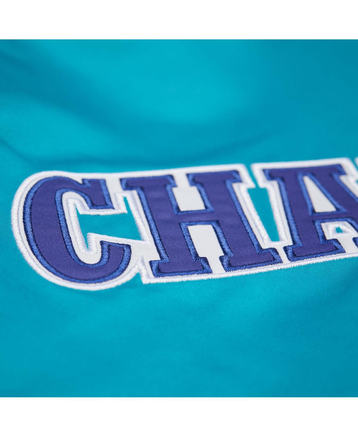 MITCHELL & NESS MEN'S AND WOMEN'S TEAL CHARLOTTE HORNETS VINTAGE TEAM ORIGINS SATIN FULL-SNAP JACKET