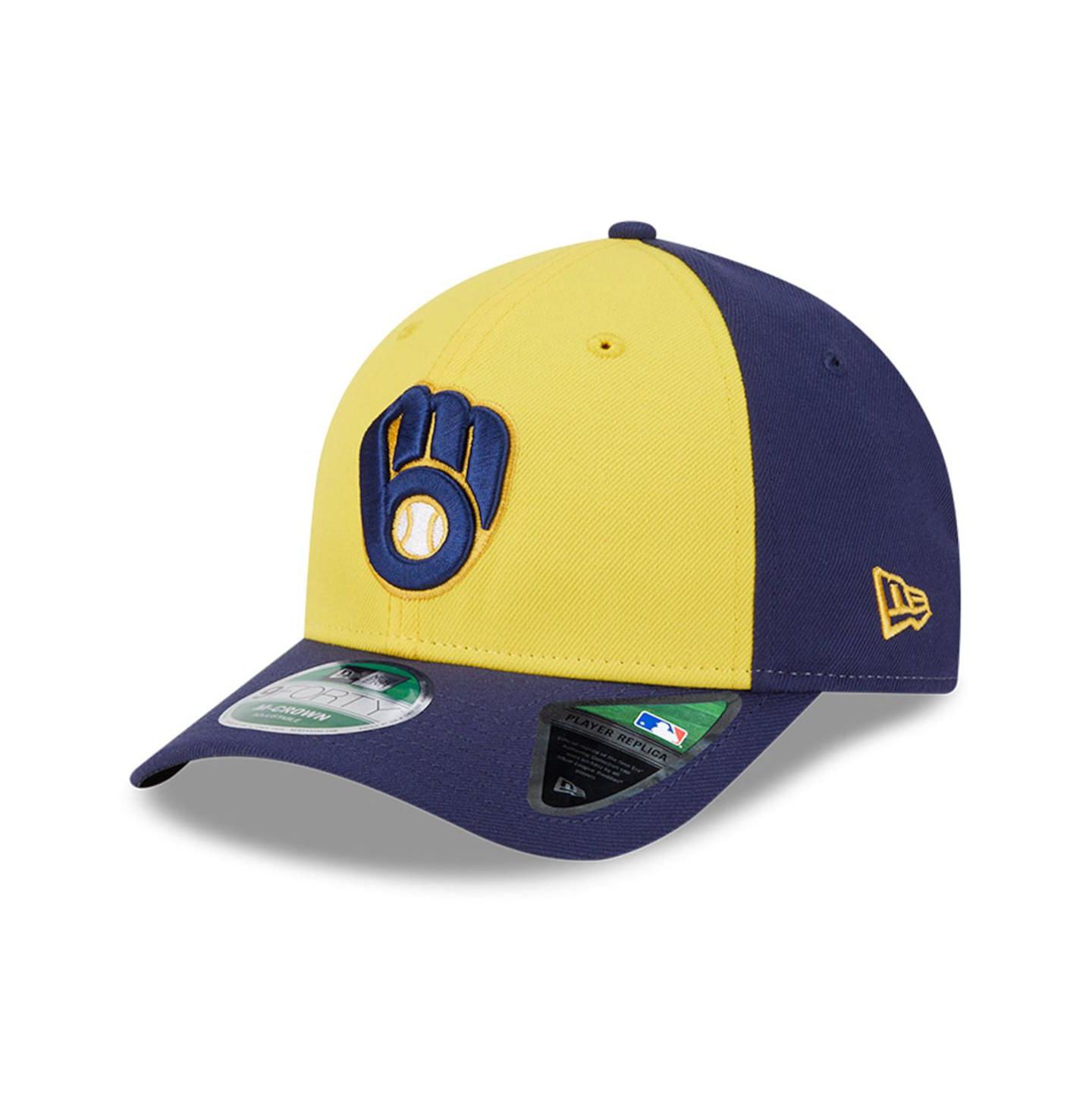 Мужская кепка New Era Gold/Navy Milwaukee Brewers Player Replica 9Forty Adjustable Hat — фото 1