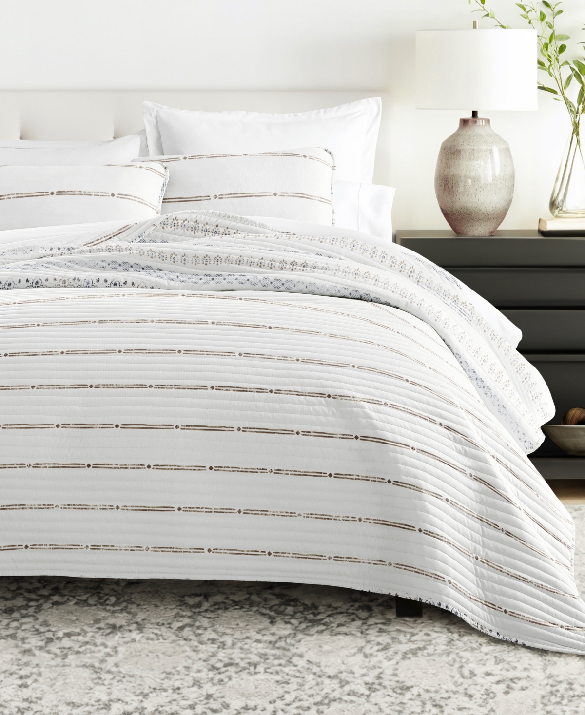Ienjoy Home Relic Stripe Reversible 3-pc. Quilt Set, King/california King