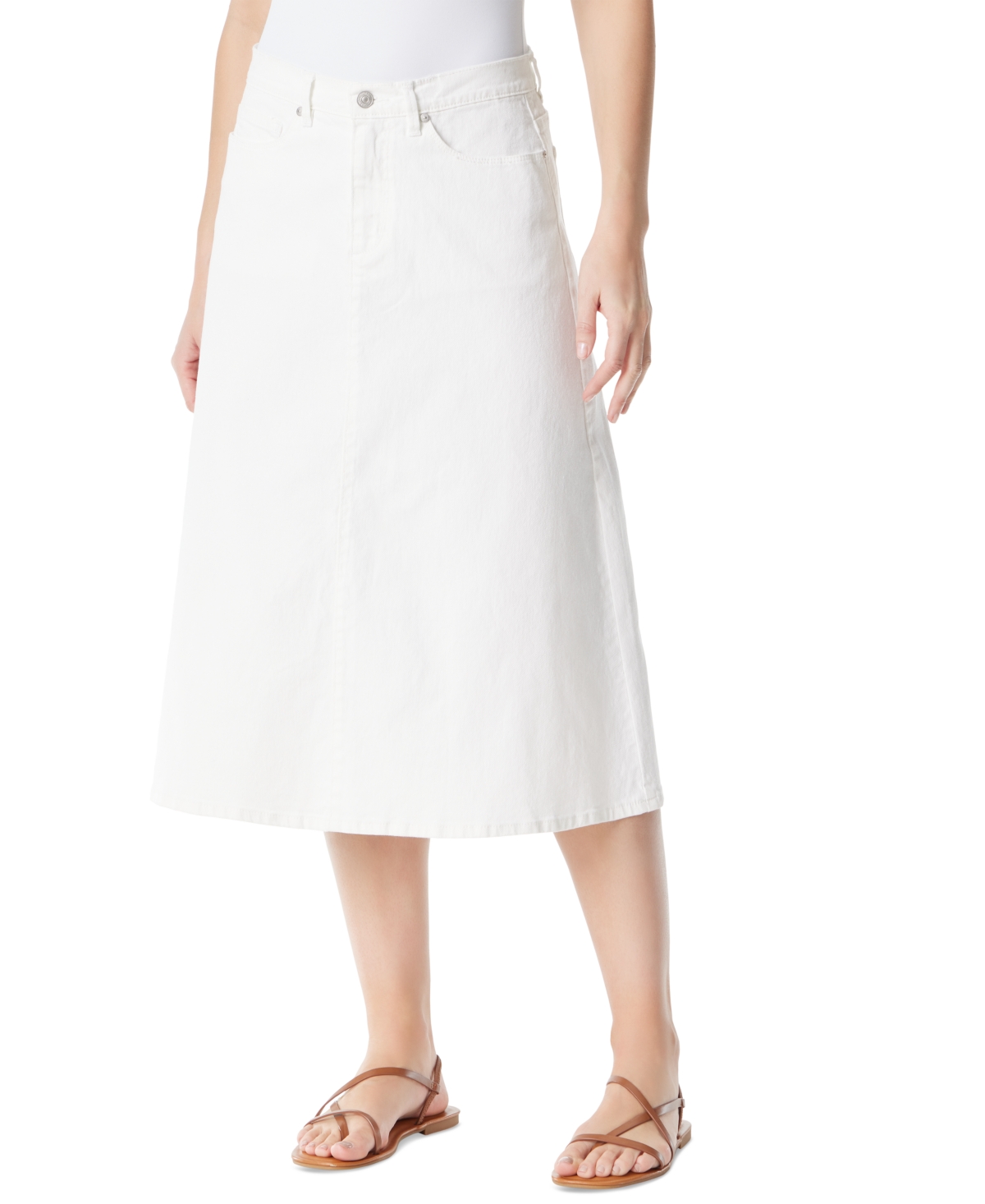Women's A-Line Midi Denim Skirt - Vintage White