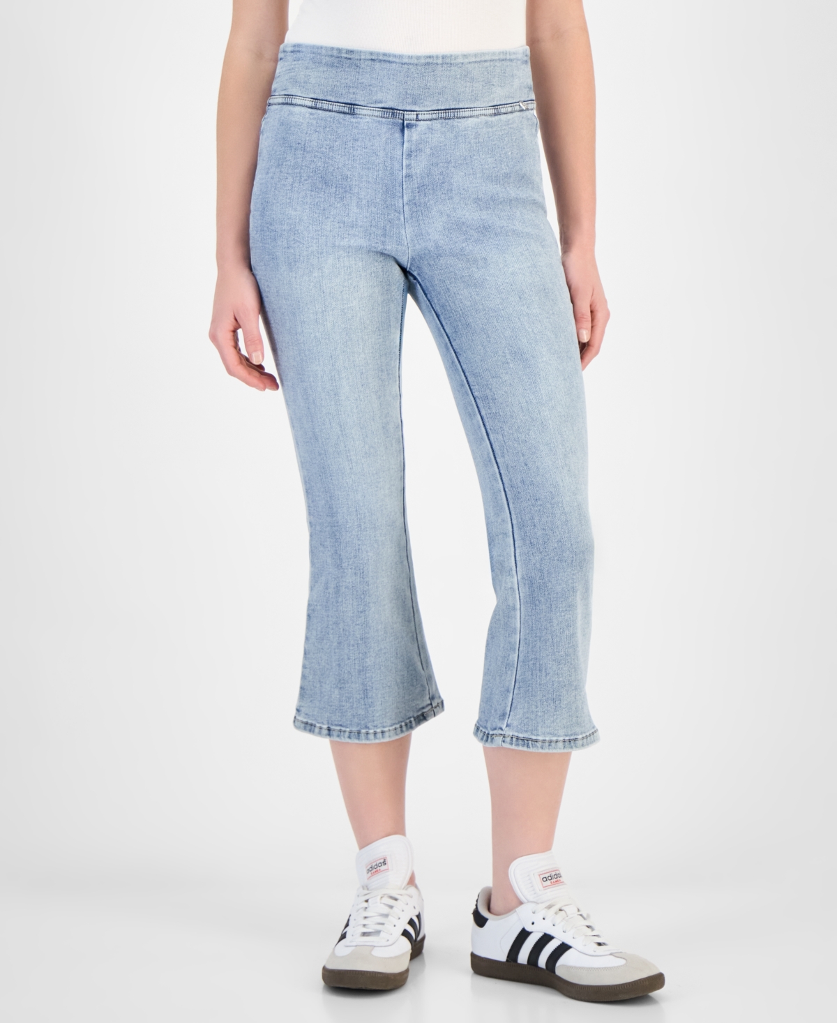 DKNY JEANS PETITE HIGH-RISE PULL-ON KICK-FLARE JEANS 