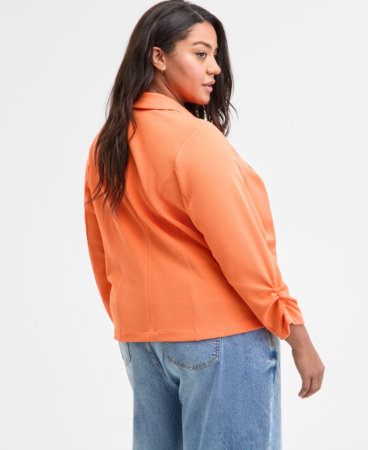 Bar Iii Trendy Plus Size Knit Drape-front Blazer, Created For Macy's