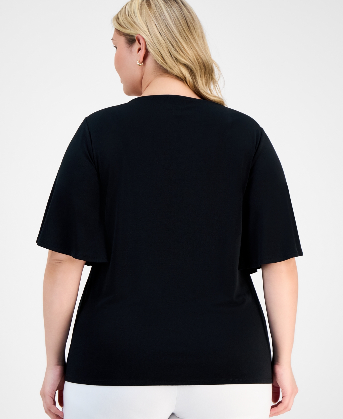 JM COLLECTION PLUS SIZE FLUTTER-SLEEVE TOP, EXCLUSIVELY AT MACY'S 