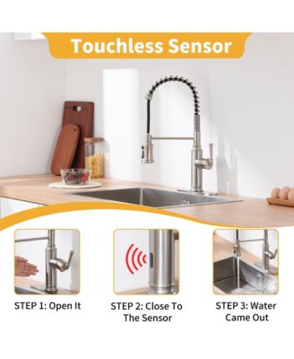 Kitchen Faucet with Pull Down Sprayer, with 360°Rotation Spout and 3-Function Nozzle for Use in Various Kitchen Styles