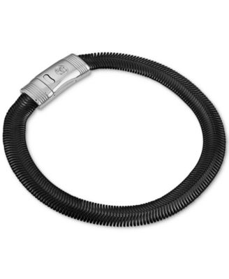 Flat Snake Chain Bracelet in Black Ion-Plated Stainless Steel & Stainless Steel 