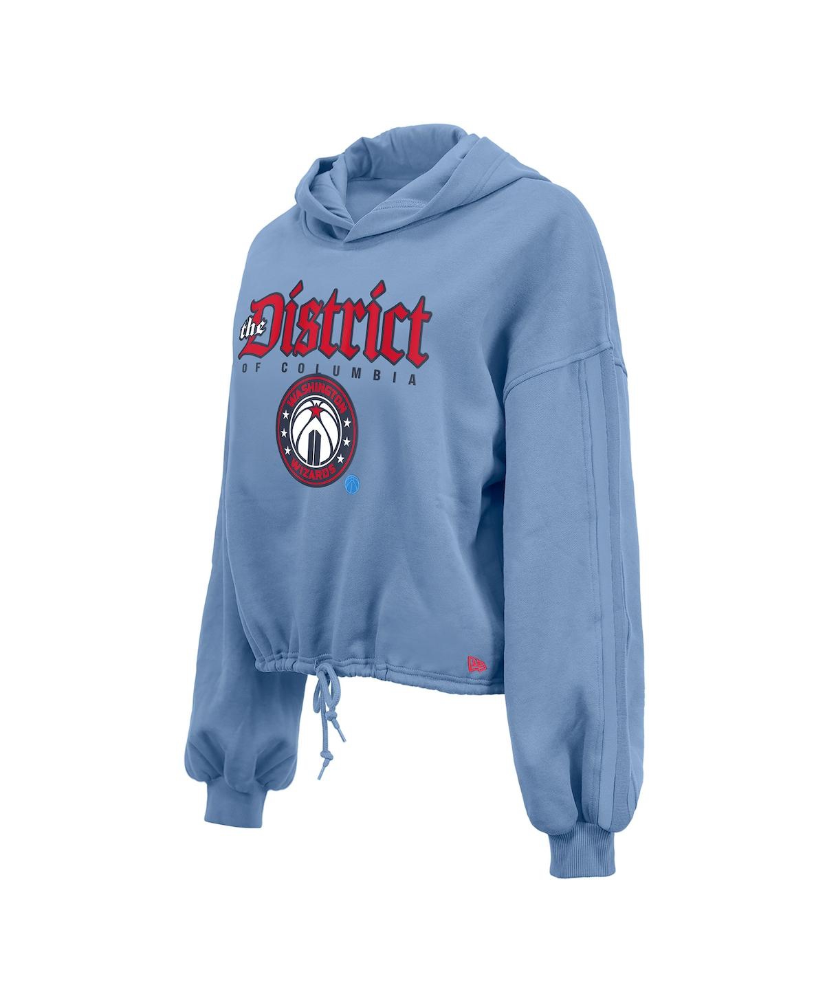 NEW ERA WOMEN'S POWDER BLUE WASHINGTON WIZARDS 2024/25 CITY EDITION CROPPED PULLOVER HOODIE 