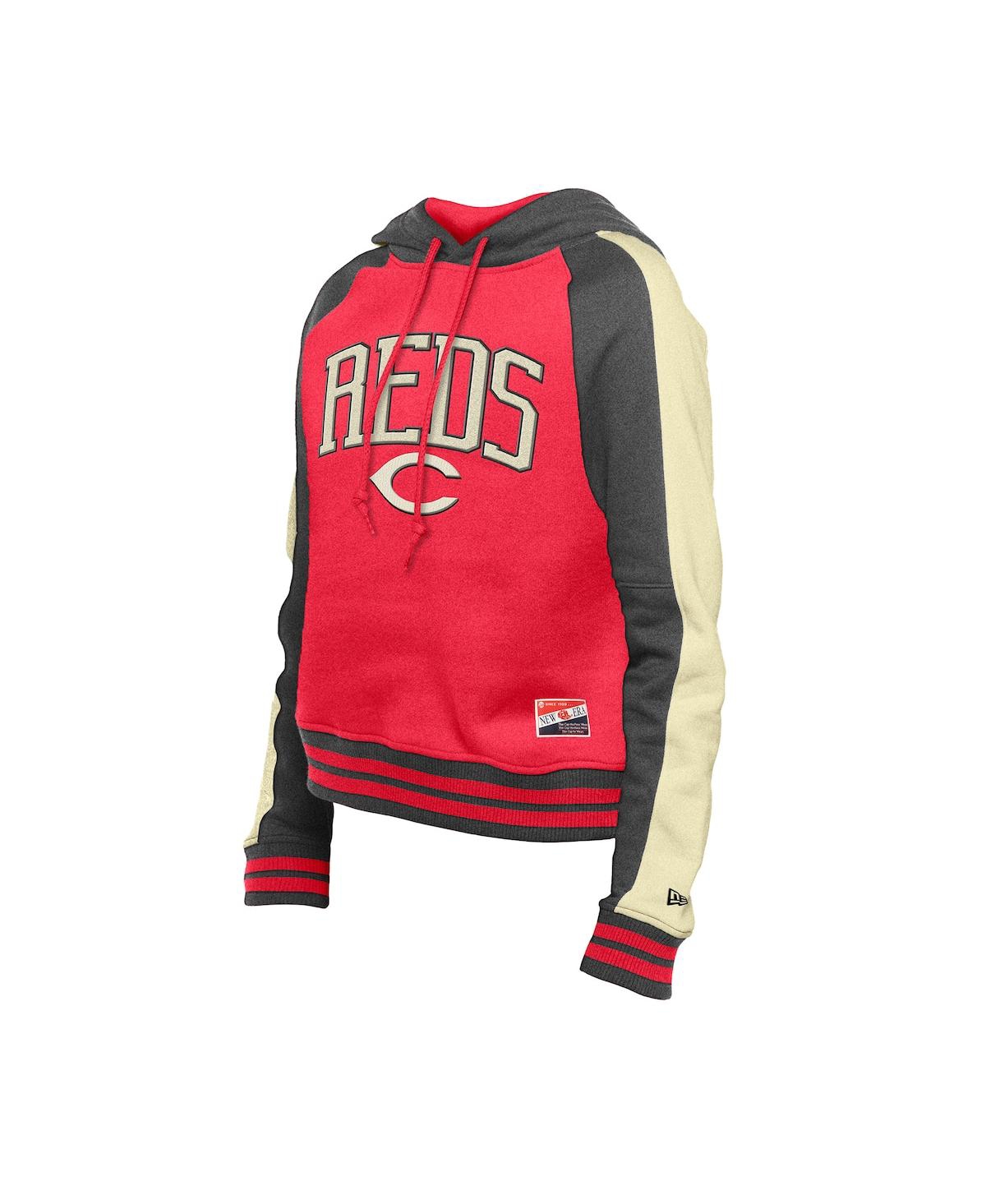New Era Women's Red Cincinnati Reds Cooperstown Collection Cropped Raglan Pullover Hoodie In Red