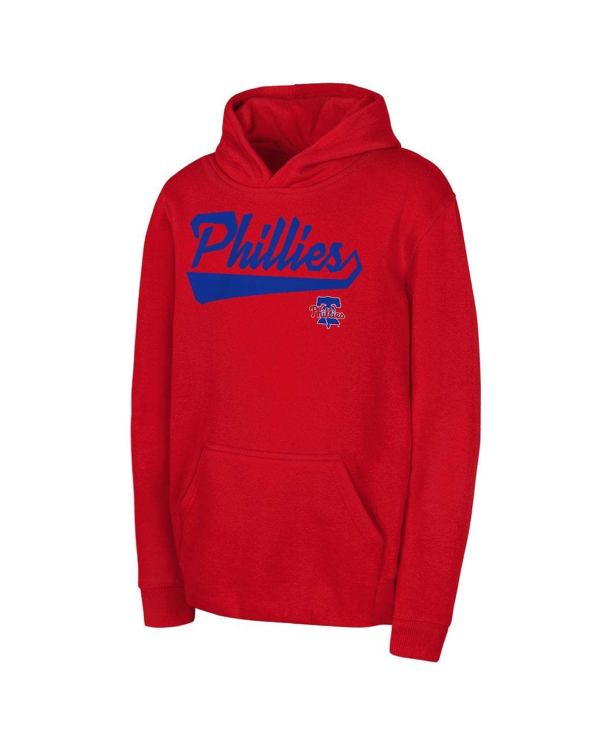 Shop Outerstuff Big Boys And Girls Red Philadelphia Phillies Tailor Made Fleece Pullover Hoodie