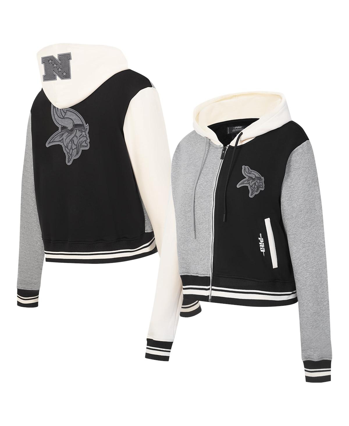Women's Gray Minnesota Vikings Reverse French Terry Color Block Full-Zip Hoodie Jacket - Gray