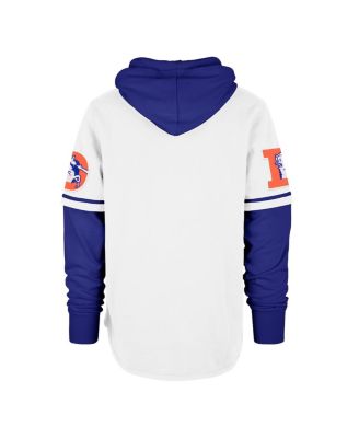 Men's White Denver Broncos Throwback Shortstop Pullover Hoodie
