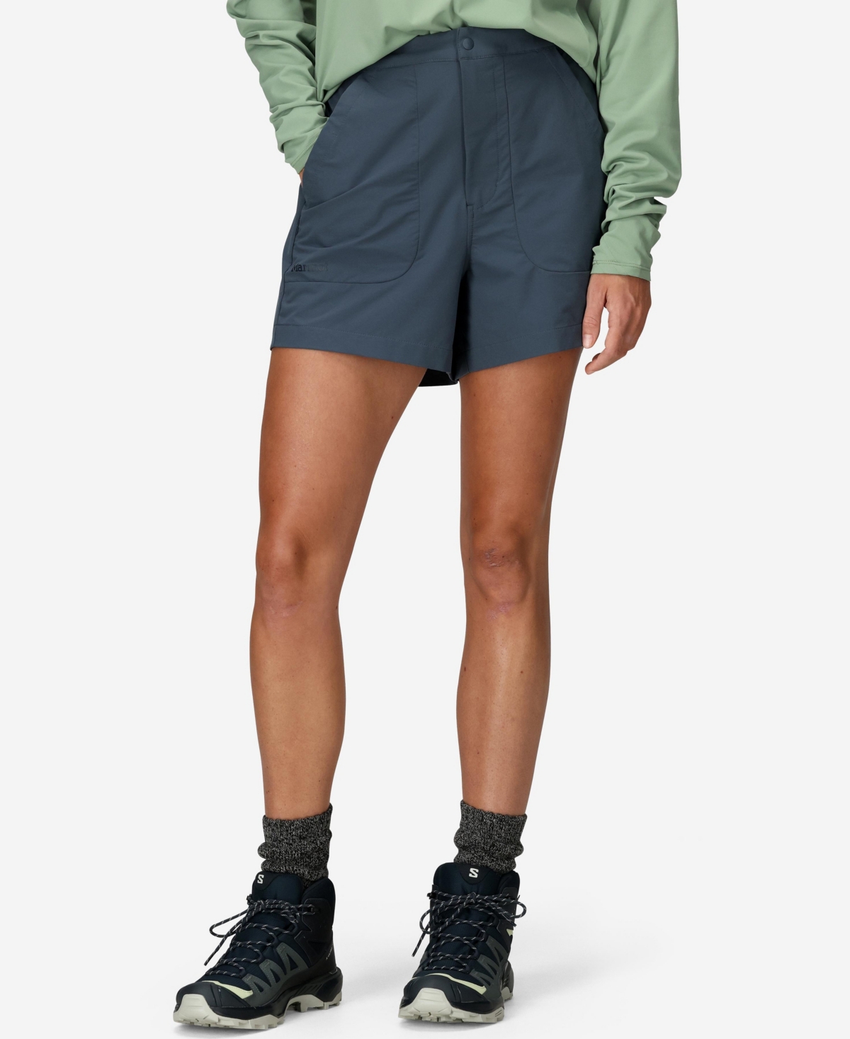 Marmot Women's Air Exchange Upf 40 Zip Secure 4" Shorts In Thunderhea