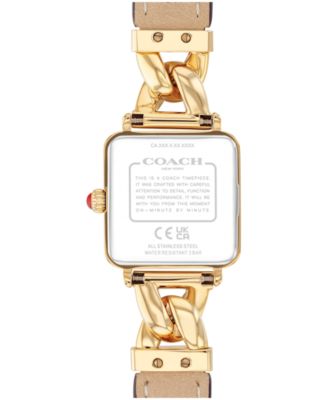 Women's Cass Gold-Tone Stainless Steel and Red Leather Strap Watch, 22mm