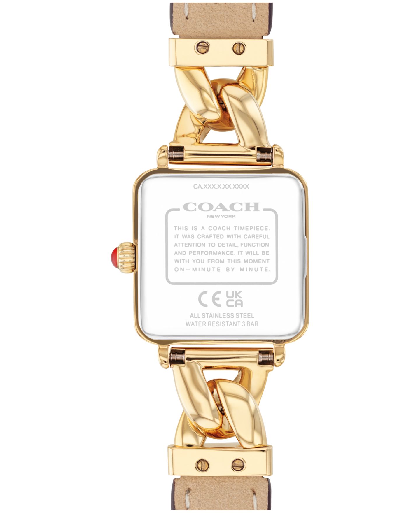 Женские часы COACH Cass Gold-Tone Stainless Steel and Red Leather Strap Watch, 22mm — фото 3
